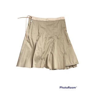Prada raw hem pleated taupe skirt size 38 IT US 2